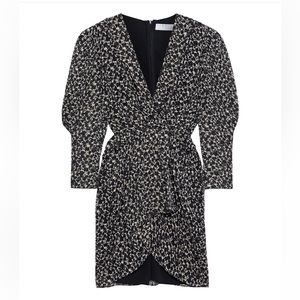 NWT IRO Victoria wrap-effect printed fil coupé silk-blend mini dress
